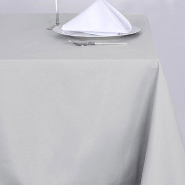 Versatile and Stylish Silver Square Seamless Polyester Tablecloth