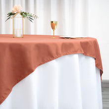 70 Inch Square Terracotta Polyester Washable Table Linen Overlay