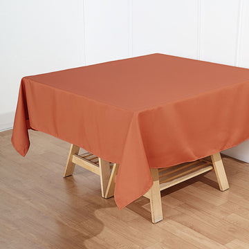 Enhance Your Dining Experience with the Terracotta (Rust) Square Seamless Polyester Tablecloth