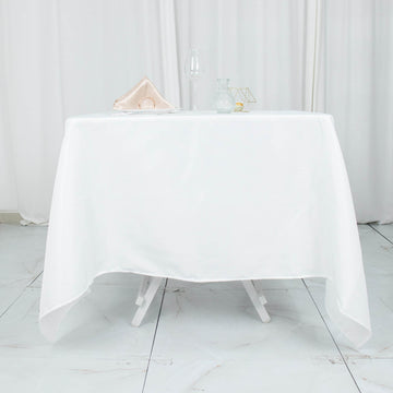 White Premium Seamless Polyester Square Tablecloth 220GSM 70"x70"