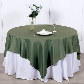 Add Elegance to Your Dining Experience with the Olive Green Square Seamless Polyester Table Overlay