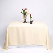 Square Beige Polyester Tablecloth 90 Inch