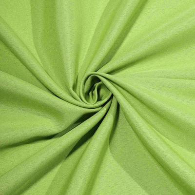 Green fabric swatch with a smooth texture in a circular swirl pattern.