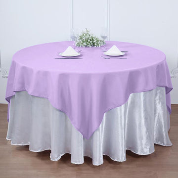 Elevate Your Event with the Lavender Lilac Seamless Square Polyester Table Overlay 90"x90"