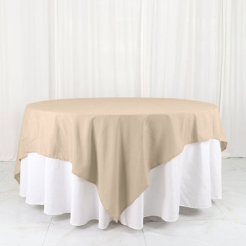 Create a Chic and Sophisticated Table Setting with the Nude Seamless Square Polyester Table Overlay 90"x90"