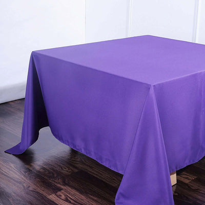 Purple tablecloth draped elegantly over a table