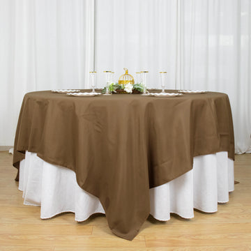 Add Elegance to Your Table Settings with the Taupe Seamless Square Polyester Table Overlay