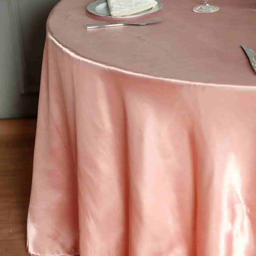 Dusty Rose Seamless Satin Round Tablecloth 108: The Perfect Addition to Your Wedding Decor