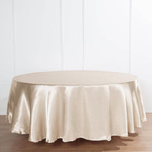108 Inch Round Satin Tablecloth Beige