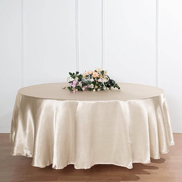 Elevate Your Event Decor with a Beige Satin Tablecloth