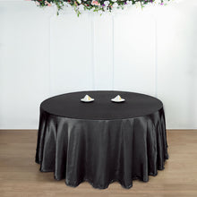 108 Inch Black Round Satin Tablecloth