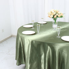 Eucalyptus Sage Green Satin Tablecloth 108 Inch Size Round