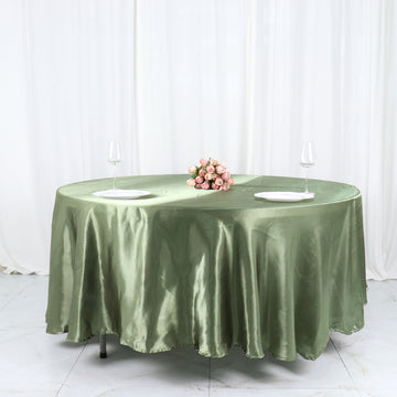 Elevate Your Event with the Dusty Sage Green Seamless Satin Round Tablecloth 108