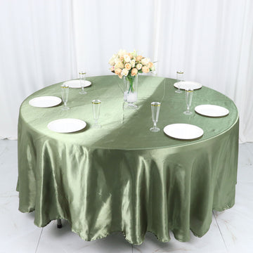 Dusty Sage Green Seamless Satin Round Tablecloth 108: The Epitome of Elegance
