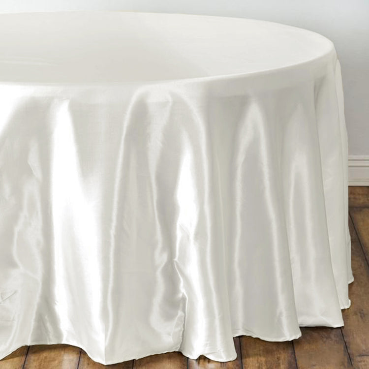108 Inch Ivory Round Satin Tablecloth