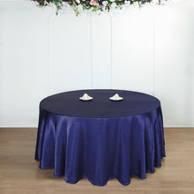 108 Inch Navy Blue Round Satin Tablecloth