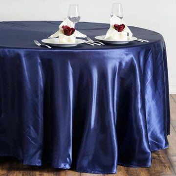 Create a Festive Ambiance with the Navy Blue Satin Tablecloth
