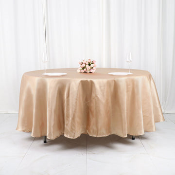 Elevate Your Event with the Nude Seamless Satin Round Tablecloth 108