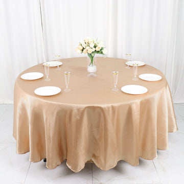 The Perfect Addition to Your Event Décor: Nude Seamless Satin Tablecloth 108