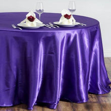 108 Inch Purple Round Satin Tablecloth