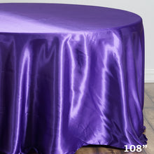108 Inch Satin Purple Round Tablecloth