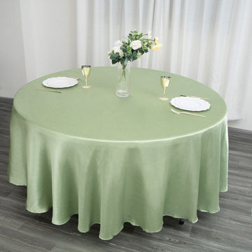 Elevate Your Event Decor with the Sage Green Seamless Satin Round Tablecloth 108