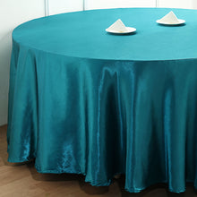 108 Inch Peacock Teal Round Tablecloth in Satin
