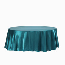 Round Peacock Teal Tablecloth 108 Inch Satin Material