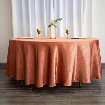 Terracotta (Rust) Seamless Satin Round Tablecloth 108