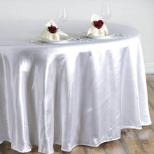 108 Inch White Round Satin Tablecloth