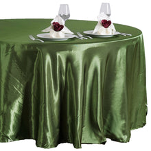 Olive Green Satin Round Tablecloth 108 Inch 