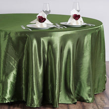 108 Inch Olive Green Round Satin Tablecloth