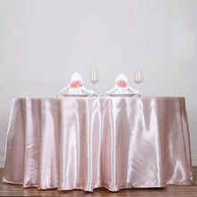 120 Inch Satin Round Tablecloth In Blush Rose Gold 