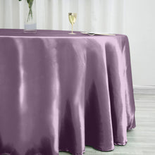 120 Inch Round Tablecloth Violet Amethyst Satin Fabric
