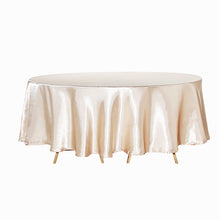 Beige Round Satin Tablecloth 120 Inch