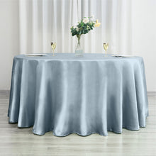 120 Inch Dusty Blue Round Tablecloth in Satin