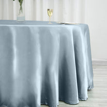 120 Inch Dusty Blue Round Satin Tablecloth