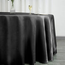 120 Inch Black Round Satin Tablecloth