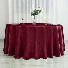 120 Inch Satin Burgundy Round Tablecloth