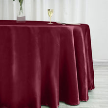 120 Inch Burgundy Round Satin Tablecloth