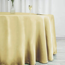 120 Inch Champagne Round Satin Tablecloth