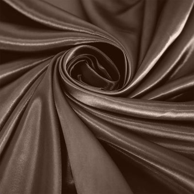 Brown satin fabric with a smooth, luxurious texture.