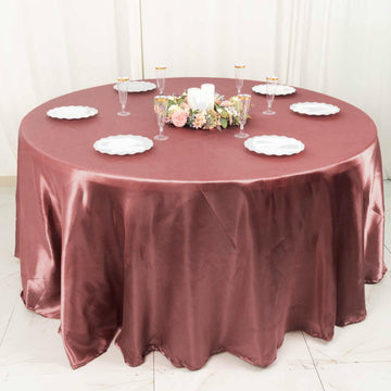 Dress Your Tables in Elegance with the Cinnamon Rose Seamless Satin Round Tablecloth 120