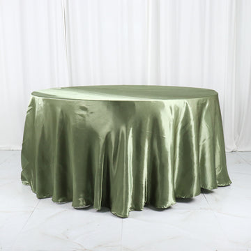 Elevate Your Event with the Dusty Sage Green Seamless Satin Round Tablecloth 120