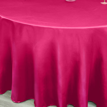Create a Memorable Event with the Fuchsia Seamless Satin Round Tablecloth 120