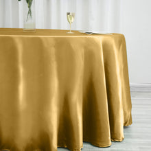 120 Inch Gold Round Satin Tablecloth