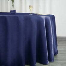 120 Inch Navy Blue Round Satin Tablecloth