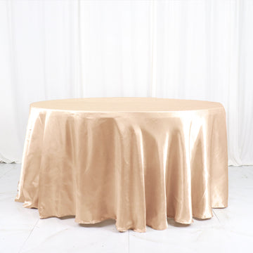 Elegant Nude Seamless Satin Round Tablecloth 120