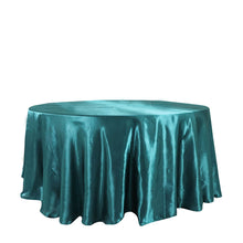 120 Inch Peacock Teal Round Satin Tablecloth 