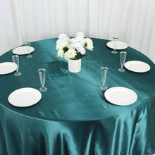 Peacock Teal Satin Round Tablecloth 120 Inch